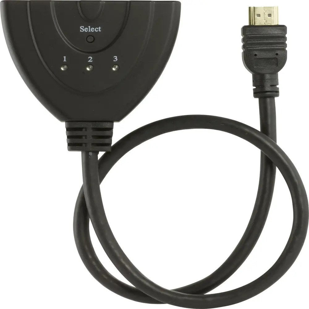 HDMI Pigtail Switch 3-in-1 Deltaco - Black