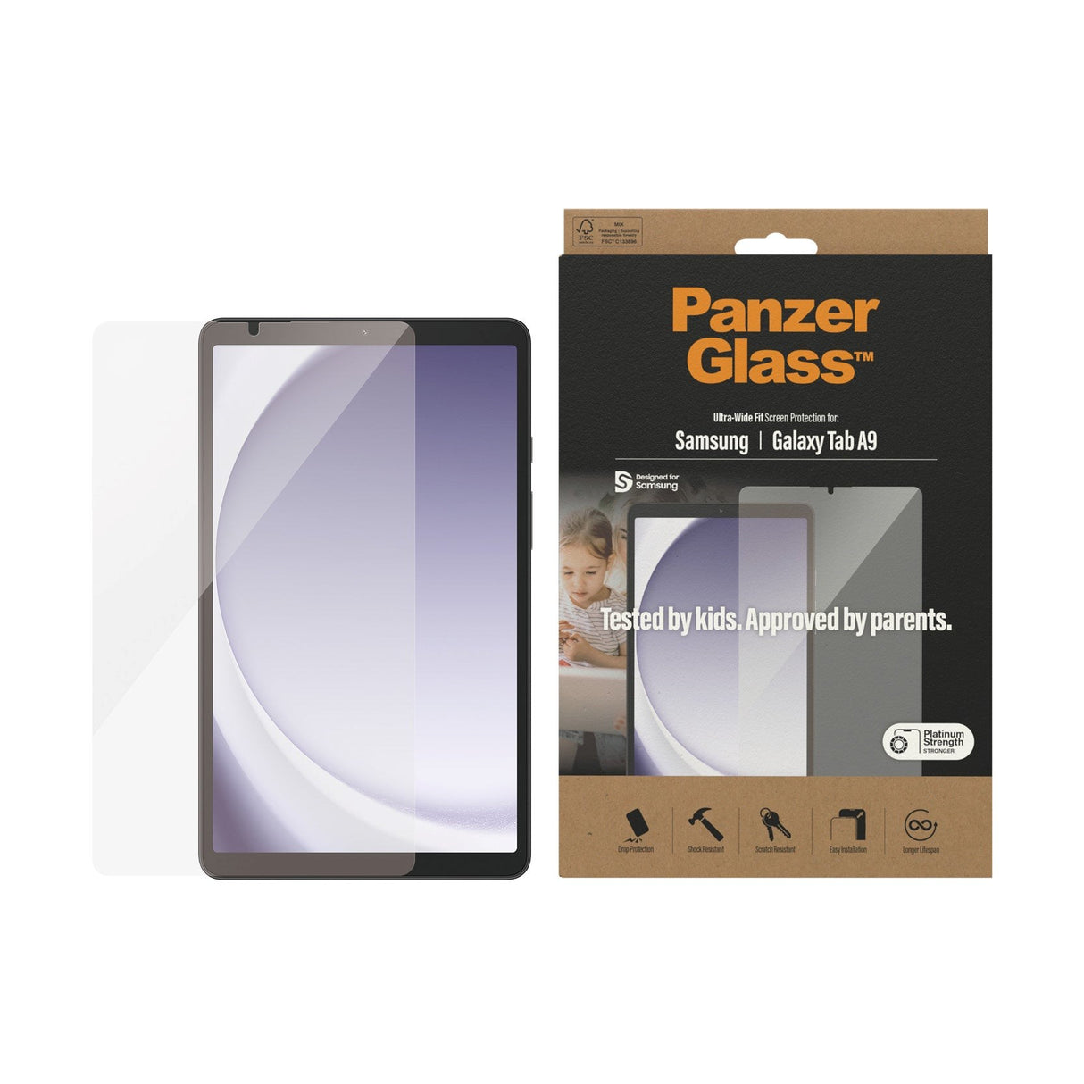 Samsung Galaxy Tab A9 PanzerGlass Ultra-Wide Fit Screen Protector - Platinum Strength - Transparent