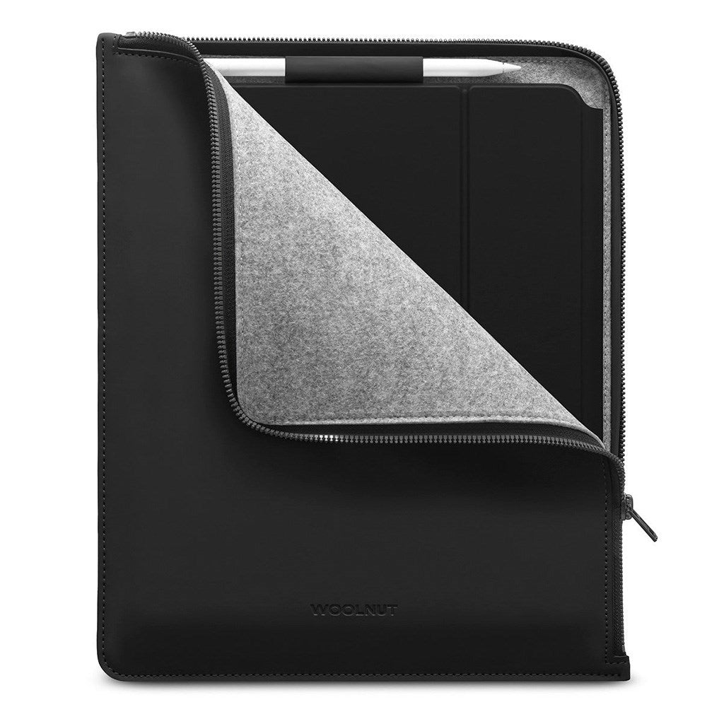 Woolnut PU Leather Folio Sleeve For iPad / Tablet (325 x 265mm) - Black