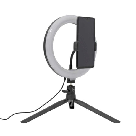 White Shark 1200lm Ring Light with Tripod & Mobile Holder - 20cm - Black