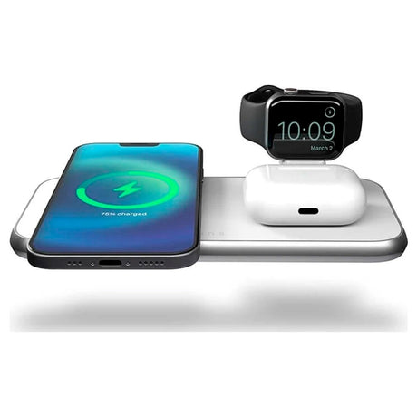 ZENS 4in1 Dual Alu. Charger Qi Wireless 45W Charger For iPhones & Apple Watch - White (DEMO)