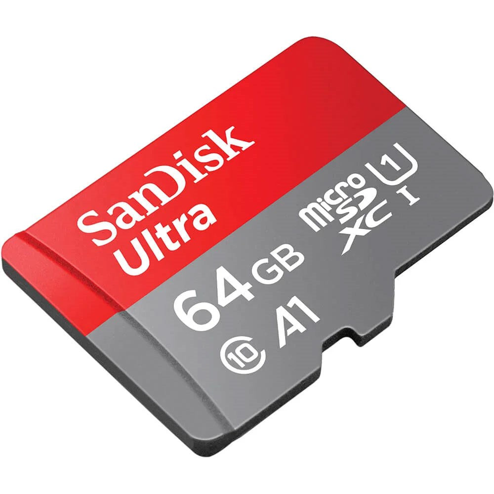SanDisk MicroSDXC Memory Card with Adapter - 64GB - Red / Grey
