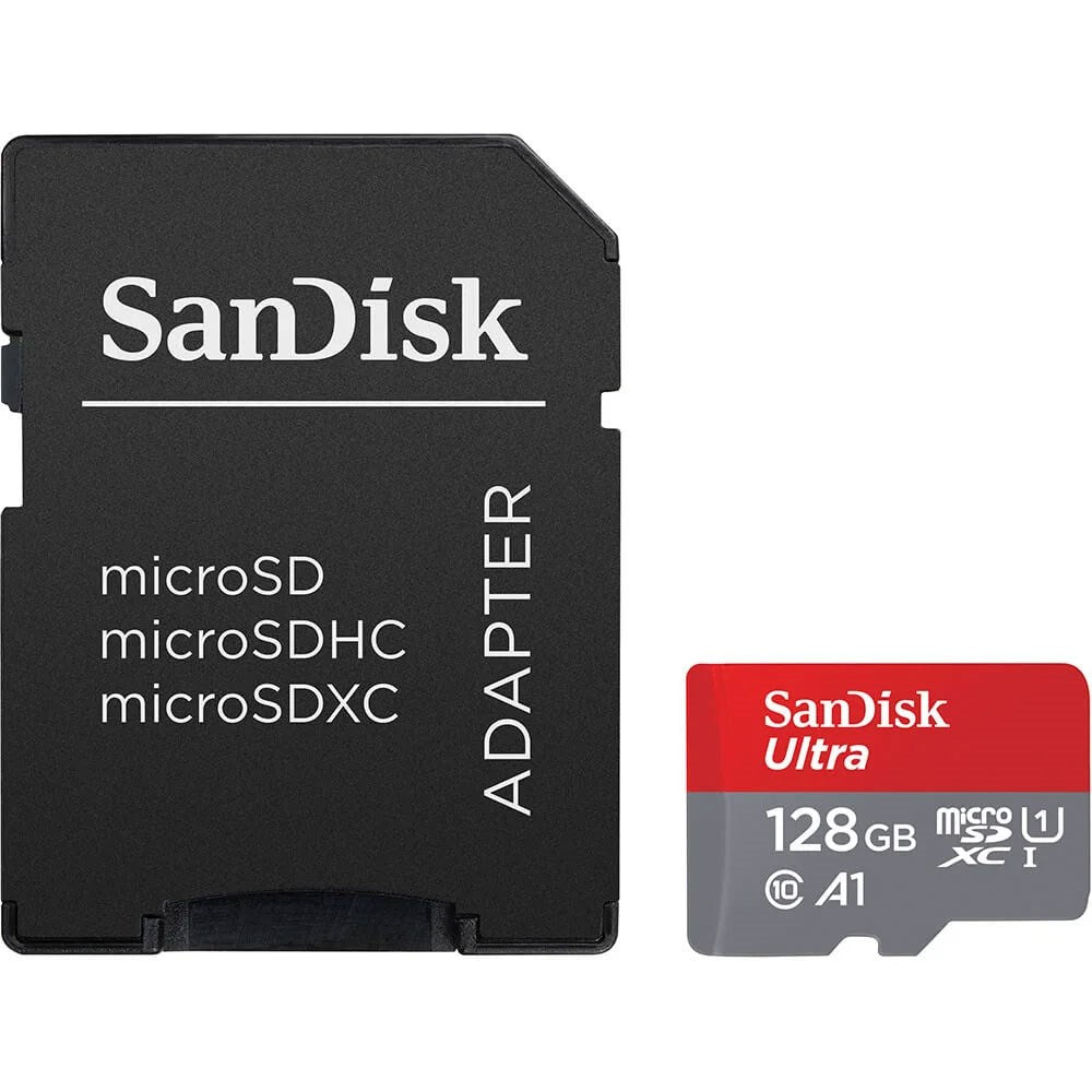 SanDisk MicroSDXC Memory Card with Adapter - 128GB - Red / Grey