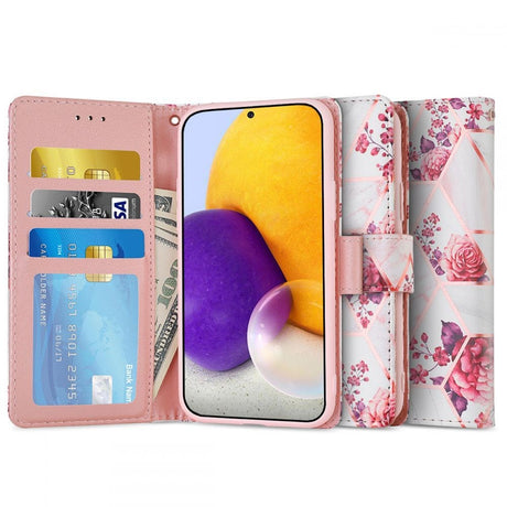 Samsung Galaxy A72 (4G/5G) Tech-Protect Marble Wallet Case - Pink