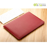 SOYAN MacBook / Laptop 12" (30cm x 22cm x 3mm) Leather Sleeve with Mouse Pad - Wine Red