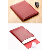 SOYAN MacBook / Laptop 12" (30cm x 22cm x 3mm) Leather Sleeve with Mouse Pad - Wine Red