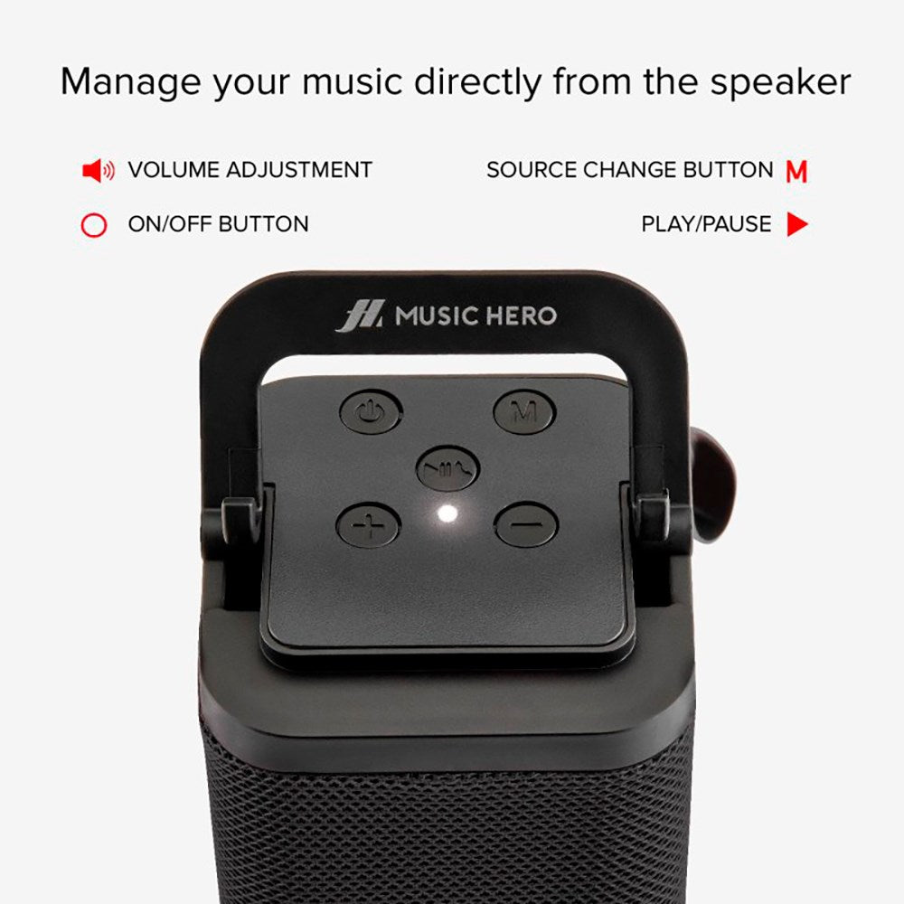 Music Hero Bluetooth Speaker with Mobile Holder - Black