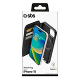 iPhone 15 SBS Wallet Mag Case - MagSafe Compatible - Black