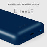 SBS Mag PowerBank 5000 mAh w. USB-C & Wireless Charging - Blue