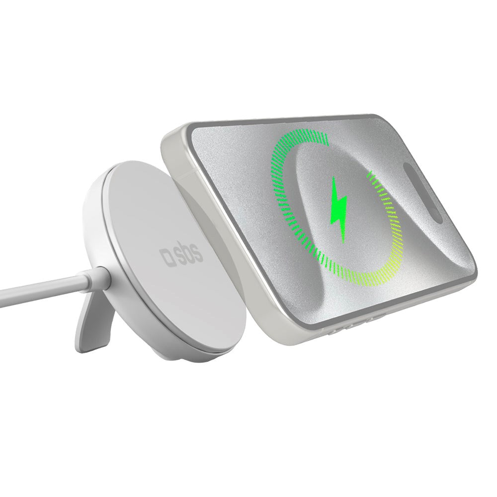 SBS 15W Qi2 Wireless Charger with Kickstand - MagSafe Compatible - White
