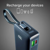 SBS - 20W LCD PowerBank with 1x USB-A & 1x USB-C - 10.000 mAh - Blue