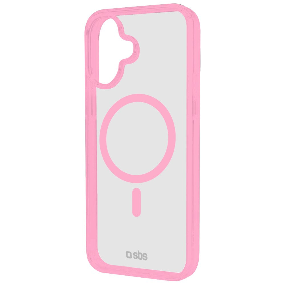 iPhone 16 SBS Mag Frame Case - MagSafe Compatible - Transparent / Pink