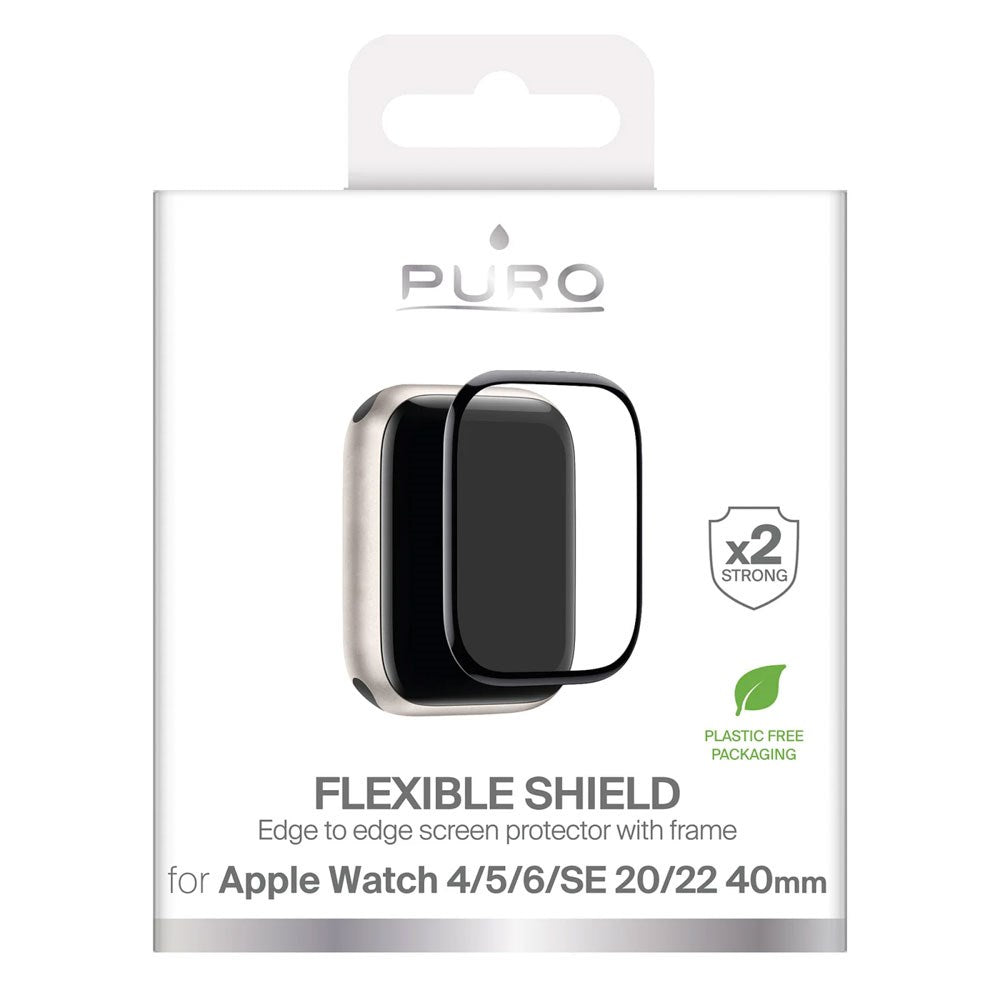 Apple Watch SE / 6 / 5 / 4 (40mm) Puro Flexible Shield Screen Protector with Applicator - Transparent / Black