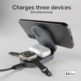 SBS Qi2 3-in-1 Foldable Wireless Charger - MagSafe Compatible - Black