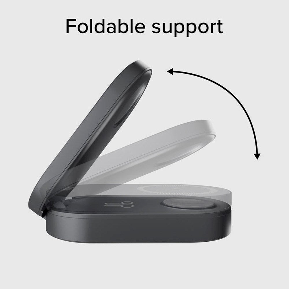 SBS Qi2 3-in-1 Foldable Wireless Charger - MagSafe Compatible - Black
