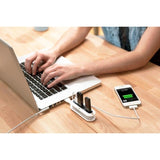 Contort From Quirky - 4-port USB Hub w. Cable Organizer & SuperFlex - White / Green