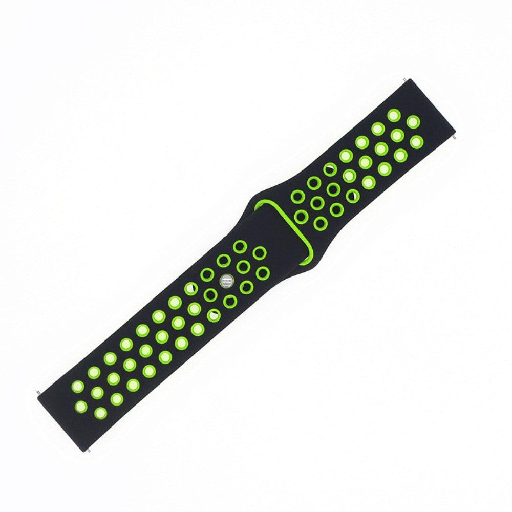 Smartwatch w. holes Silicone Strap (20mm) - Black/Green