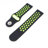 Smartwatch w. holes Silicone Strap (20mm) - Black/Green