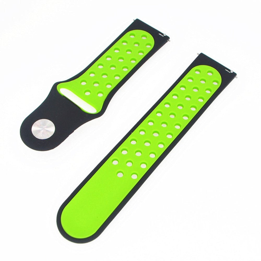 Smartwatch w. holes Silicone Strap (20mm) - Black/Green