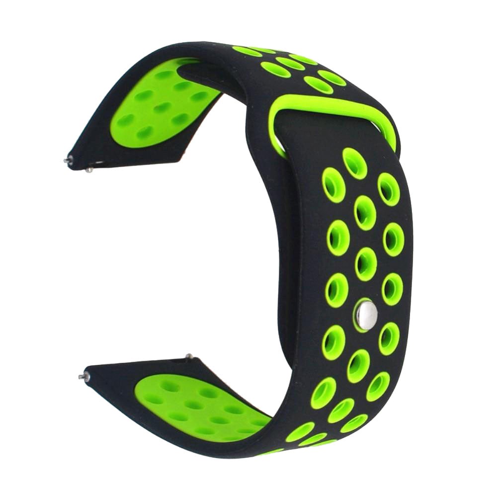 Smartwatch w. holes Silicone Strap (20mm) - Black/Green