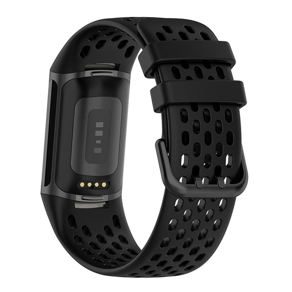 Fitbit Charge 6 / 5 Silicone Strap w. Holes - Black