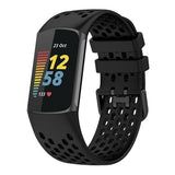 Fitbit Charge 6 / 5 Silicone Strap w. Holes - Black