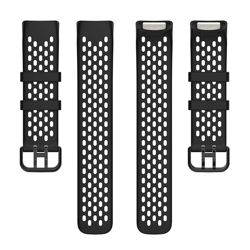 Fitbit Charge 6 / 5 Silicone Strap w. Holes - Black