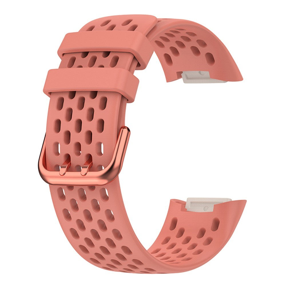 Fitbit Charge 6 / 5 Silicone Strap w. Holes - Pink