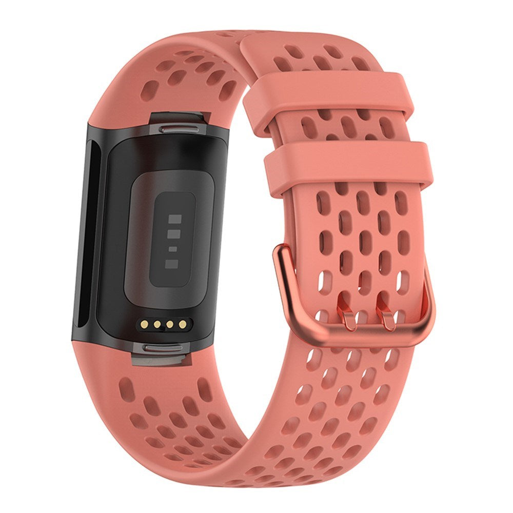 Fitbit Charge 6 / 5 Silicone Strap w. Holes - Pink