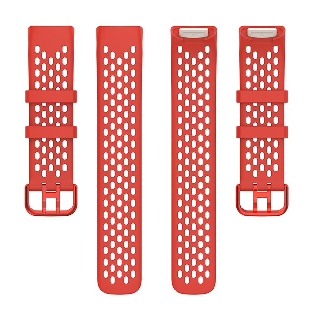 Fitbit Charge 6 / 5 Silicone Strap w. Holes - Red