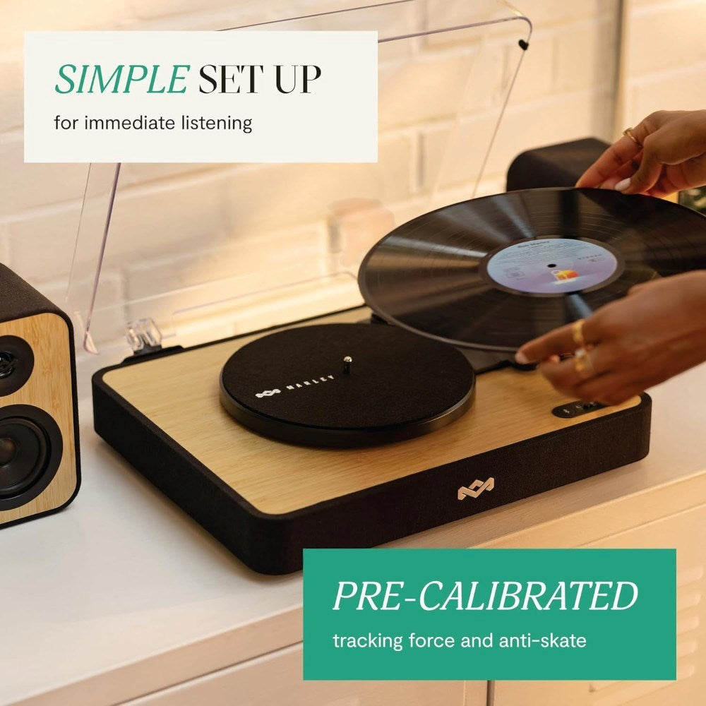 House of Marley Revolution Turntable & Speaker - Black / Light Bamboo