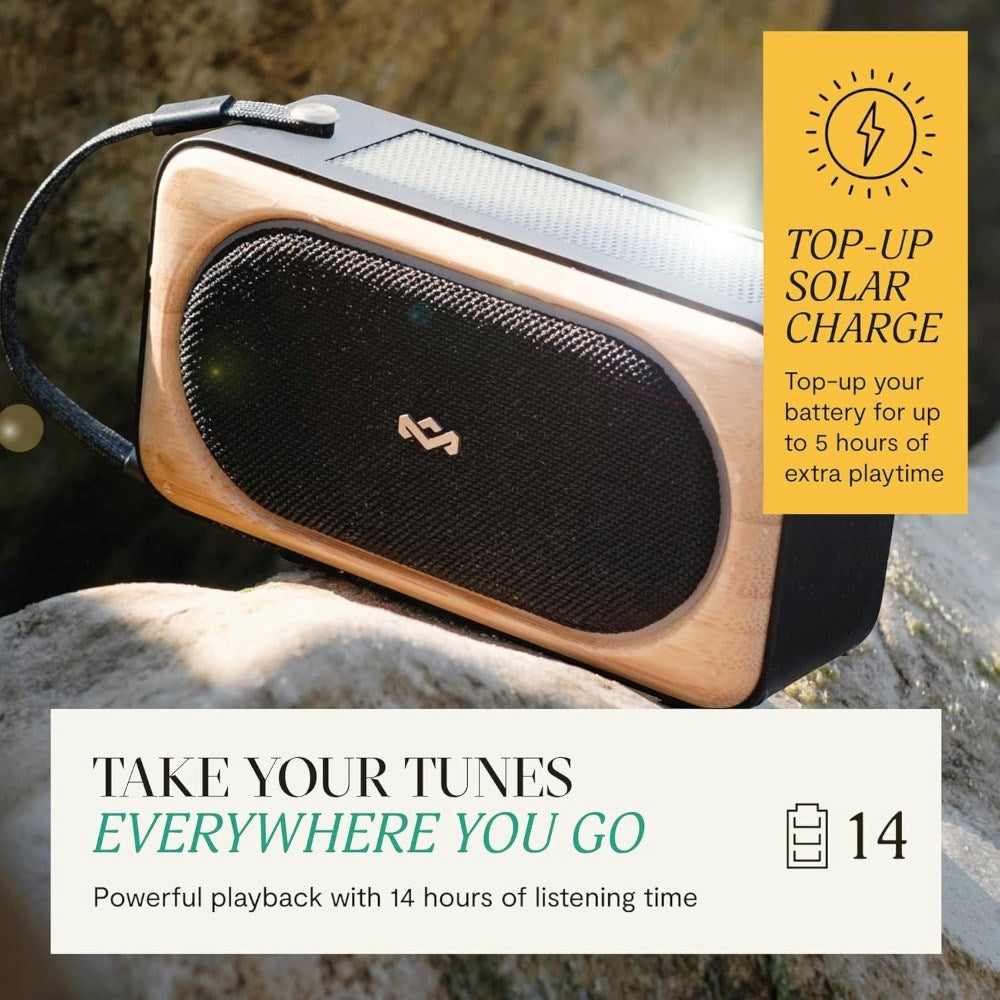House of Marley Roots Solar Bluetooth Speaker - Black / Light Bamboo