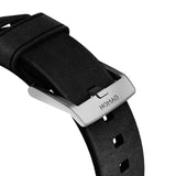 Nomad Apple Watch (42/44/SE/45/46/49mm) Modern Horween Band Strap - Black / Silver Hardware