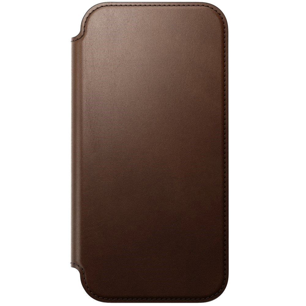 iPhone 18 Pro Max Nomad Modern Leather Folio Case - MagSafe Compatible - Brown