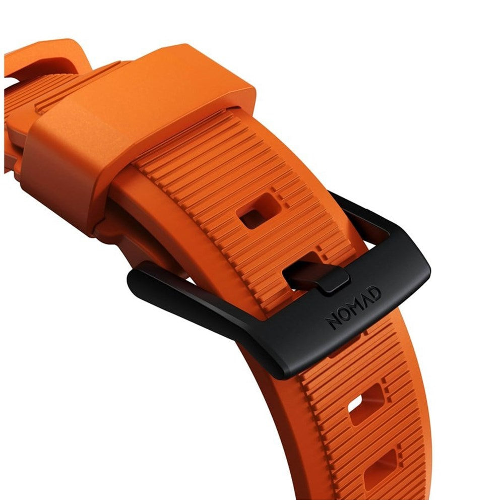 Nomad Apple Watch (42/44/SE/45/46/49mm) Rugged Band Strap - Ultra Orange / Black Hardware