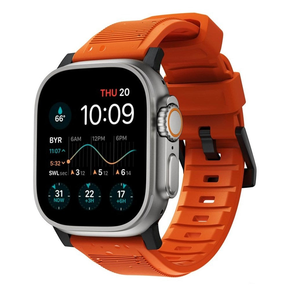 Nomad Apple Watch (42/44/SE/45/46/49mm) Rugged Band Strap - Ultra Orange / Black Hardware