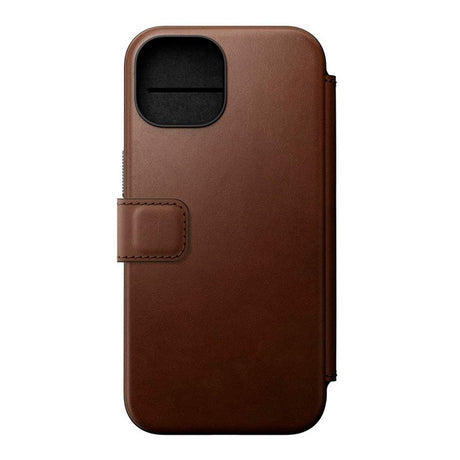 iPhone 15 Nomad Modern Leather Folio Case - MagSafe Compatible - Brown