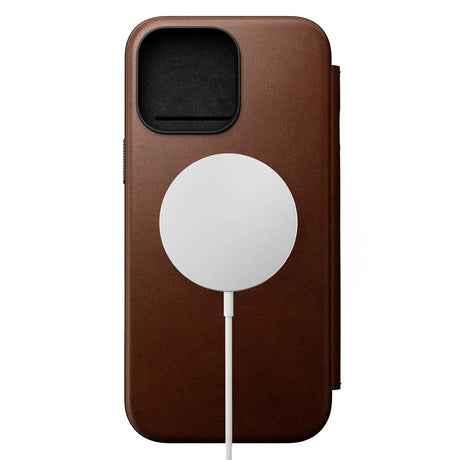 iPhone 16 Pro Max Nomad Modern Leather Folio Case - MagSafe Compatible - Brown