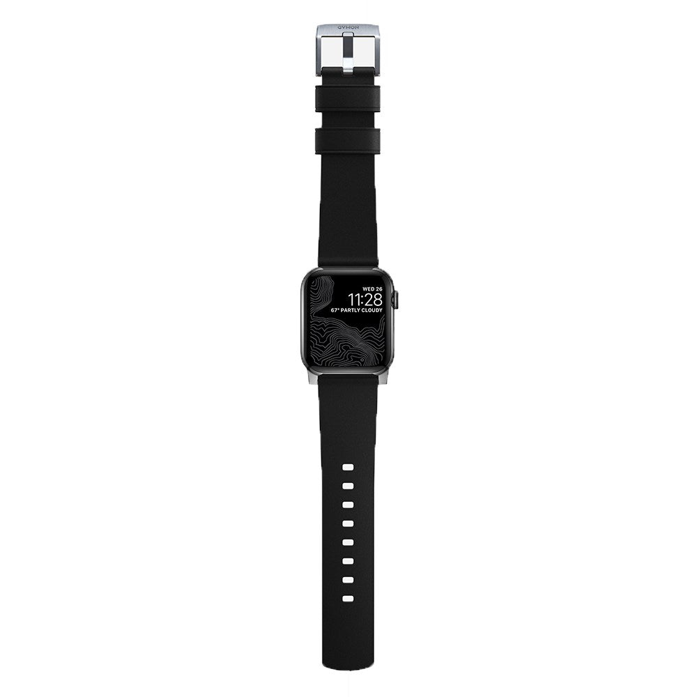 Nomad Apple Watch (42/44/SE/45/46/49mm) Active Band Pro Strap - Black / Silver Hardware