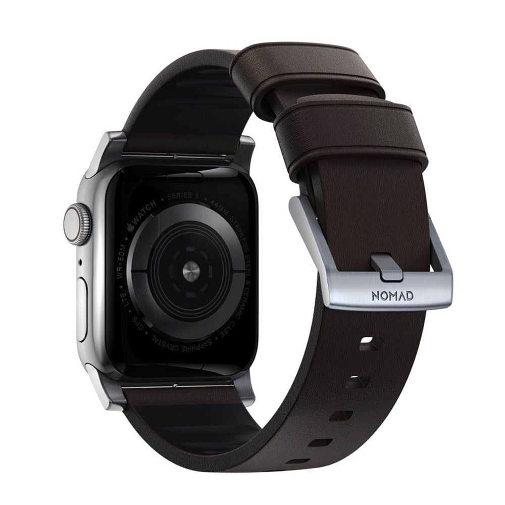 Nomad Apple Watch (42/44/SE/45/46/49mm) Active Band Pro Strap - Classic Brown / Silver Hardware