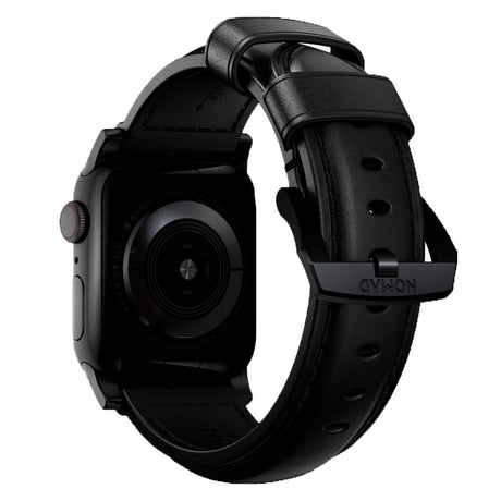 Nomad Apple Watch (38/40/SE/41/42mm) Traditional Horween Band Strap - Black  / Black Hardware