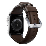 Nomad Apple Watch (42/44/SE/45/46/49mm) Traditional Horween Band Strap - Rustic Brown / Silver Hardware