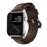 Nomad Apple Watch (42/44/SE/45/46/49mm) Traditional Horween Band Strap - Rustic Brown / Silver Hardware