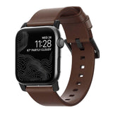 Nomad Apple Watch (42/44/SE/45/46/49mm) Modern Horween Band Strap - Rustic Brown / Black Hardware