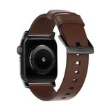 Nomad Apple Watch (38/40/SE/41/42mm) Modern Horween Band Strap - Rustic Brown / Black Hardware