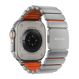Apple Watch (42 / 44 / SE / 45 / 46 / 49mm) Nomad Stratos Band - Natural Titanium - Ultra Orange