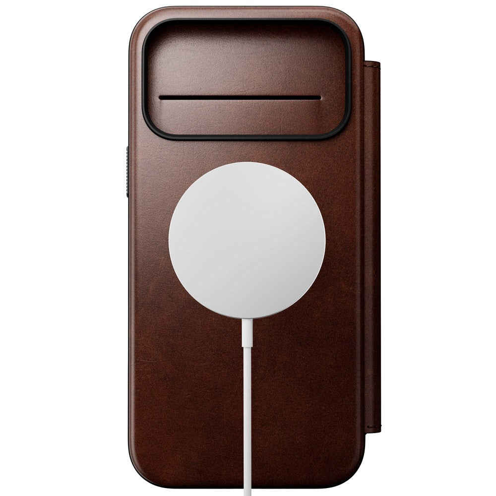 Nomad iPhone 17 Pro Max Modern Horween Leather Folio Case - MagSafe Compatible - Rustic Brown