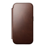 Nomad iPhone 17 Pro Modern Horween Leather Folio Case - MagSafe Compatible - Rustic Brown