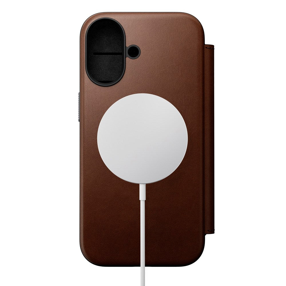 Nomad iPhone 17 Modern Leather Folio Case - MagSafe Compatible - Brown