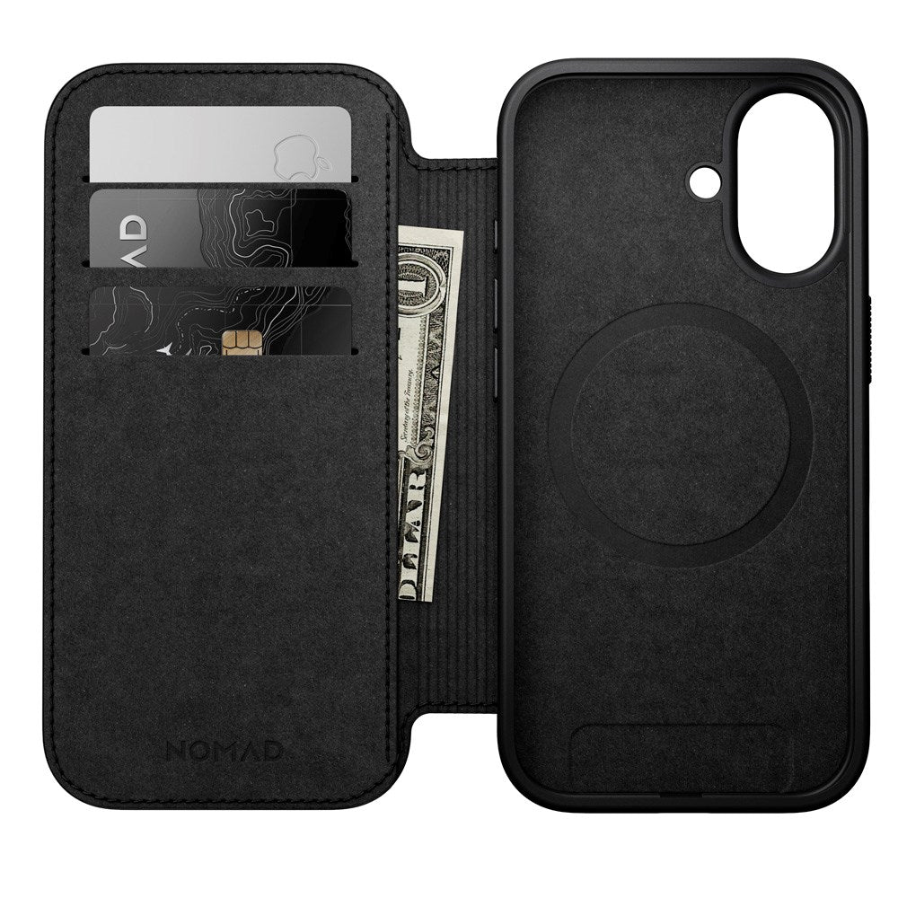 Nomad iPhone 17 Modern Leather Folio Case - MagSafe Compatible - Black